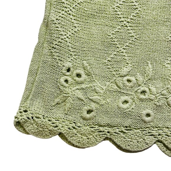 Victoria Jones Light Green Silk Knit Sweater XL With Floral & Diamond Patterns M - Picture 6 of 11